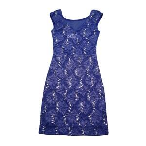 Winsor Dress Womens 6 Blue Pullover Sleeveless Lace Fitted Pencil Formal Dress